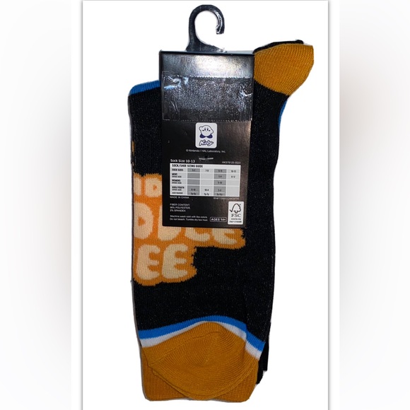 Kirby Waddle Dee Crew Socks 2 Pair Men 8-12 Blue Black Bandana Game Boy 8Bit NEW - Picture 2 of 11